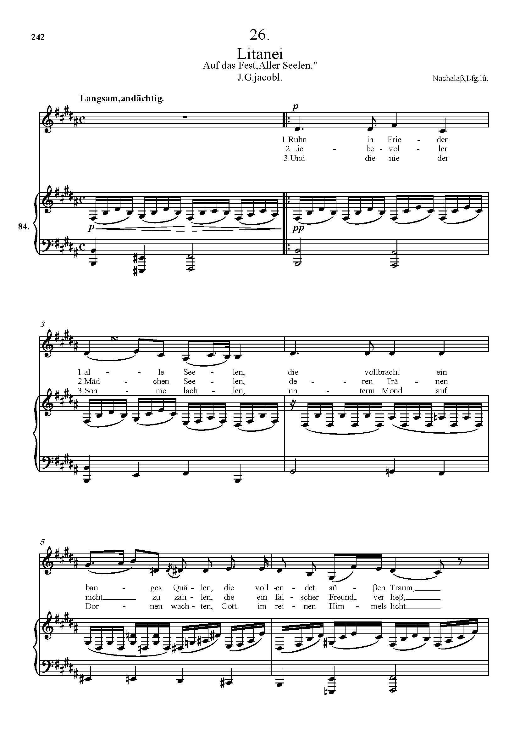 Litanei-Prayer B Tune ABCDG Lifting Shifting Music Gaokao Positive Spectrum Five-Line Spectrum Piano Accompaniment