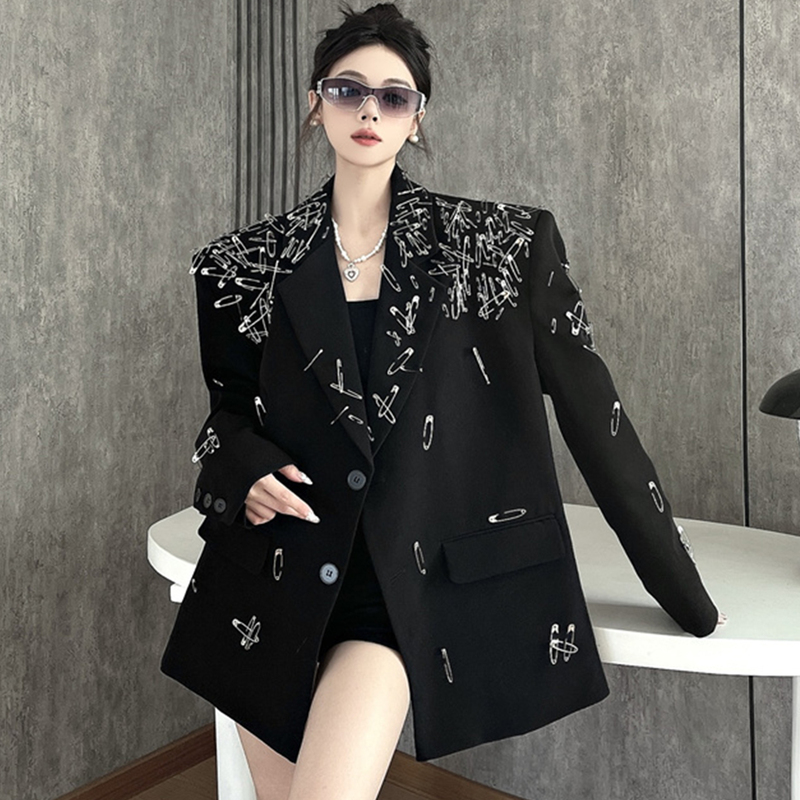 Artistic Blazer for Women, Autumn Design, Niche Handmade Pin, Loose Suit, Fashionable and High-End Artistic Blazer for Women, Autumn Design, Niche Handmade Pin, Loose Suit, Fashionable and High-End