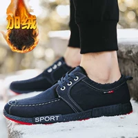 Mùa đông cộng với giày nhung nam phiên bản Hàn Quốc ấm áp thấp để giúp giày đi giày nam thể thao hoang dã giày cotton thông thường giay the thao nam co thap