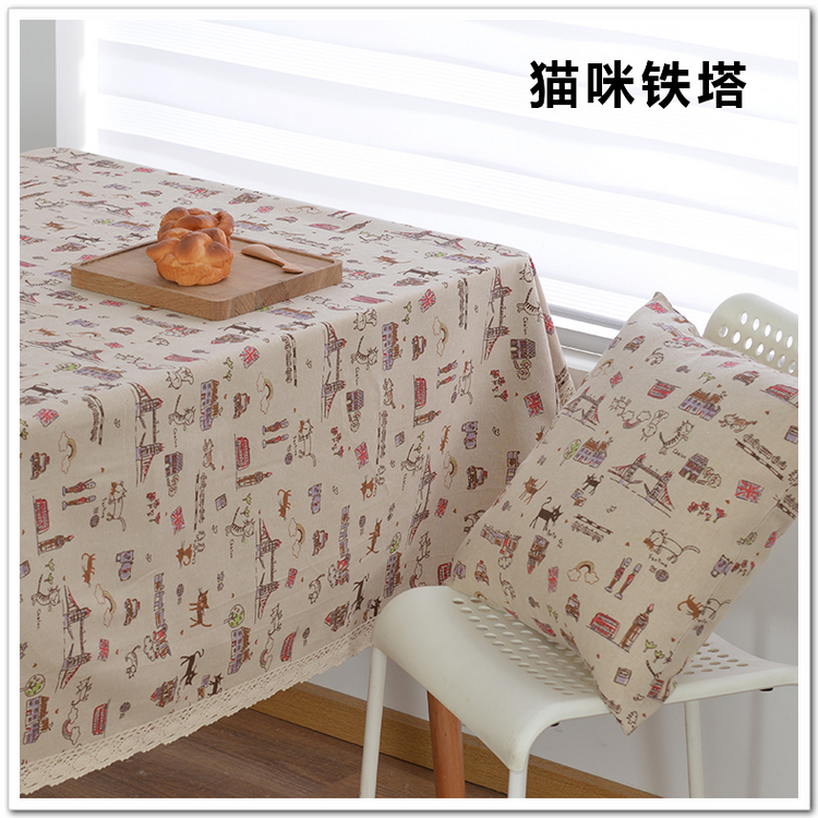 Vải nhỏ điểm vải lanh nghệ thuật bàn cà phê bàn ​​tròn khăn trải bàn tùy chỉnh ren khăn trải bàn phong cách retro khăn trải bàn ghế gỗ