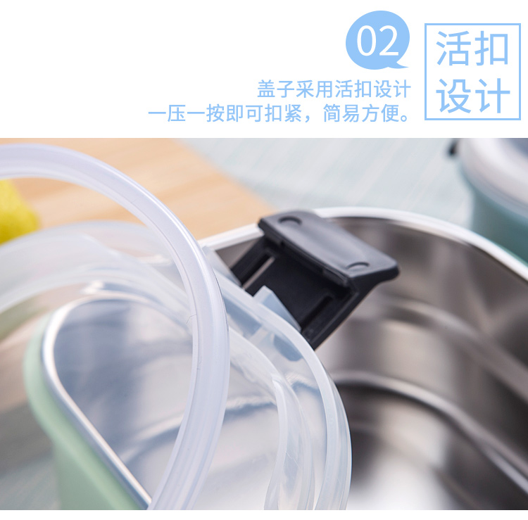 Hộp cơm trưa sinh viên inox 304 dành cho người lớn văn phòng một lớp hình chữ nhật đơn giản có nắp cô gái ăn nhanh hộp cơm trưa - Hộp cơm điện sưởi ấm hộp cơm điện lock and lock