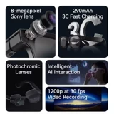 Умные очки 6K AI, 800 Вт, пиксельная камера, фотохромный переводчик