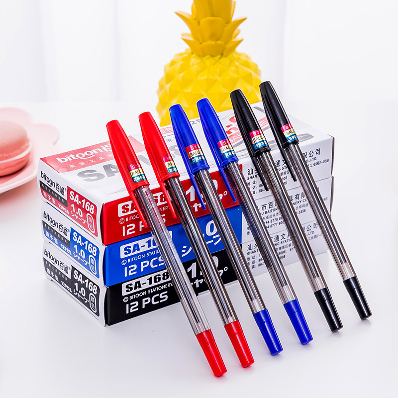 Han Furniture Stationery Ballpoint Pen 168 Oil Pen Teacher Batch of Red Pen Plucking Cover 1 0mm Students Atomic Pen Wholesale
