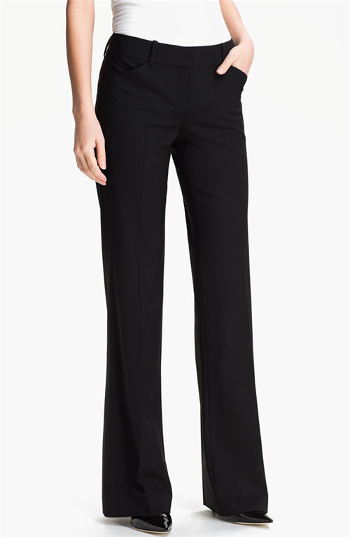 TH women's low-waisted black micro-bladed women's trousers formal trousers OL interview work affordable polyester fiber version
