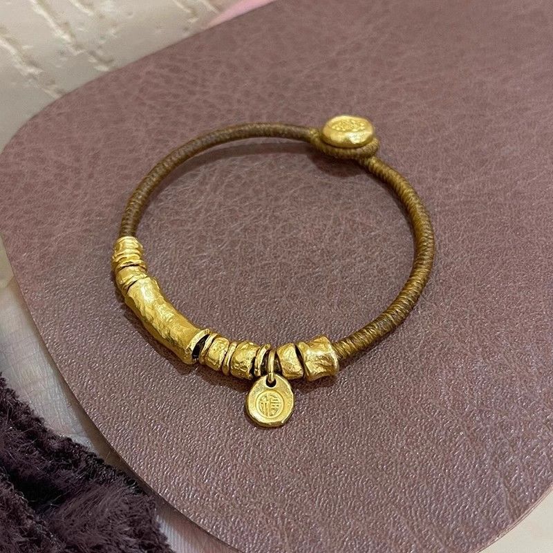 Gold Color Palette Wrapped Lucky Brand Bracelet for Women New Retro Niche Design Broken Gold Brown Bracelet as a Gift for Your Girlfriend