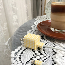 Cloudy to clear original design Soft sister milk yellow plaid small fresh suitable for iPhone charger sticker