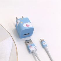 Small fresh gentle blue clouds Suitable for iPhone mobile phone power cord stickers Girl heart charger Stickers