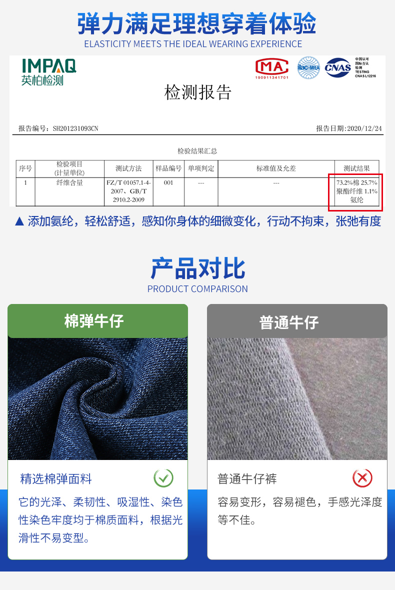 盐洗工艺耐穿不掉色 雅鹿 男士 2021年新款束脚休闲牛仔裤 图3