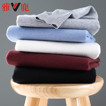  Yalu autumn and winter mens sweaters Korean version plus velvet thickened warm knitwear line clothes high neck sweater bottoming shirt tide