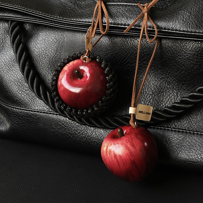 Replica Dark Red Apple "Poison Apple" Bag Charm, Interesting Car Hanging Ornament, Creative Car Decoration for Good Luck and Safety