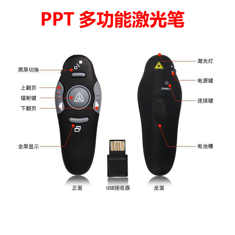 ppt page turning pen remote control pen laser projection pen office teaching wireless electronic pointer black screen pointer mouse pen