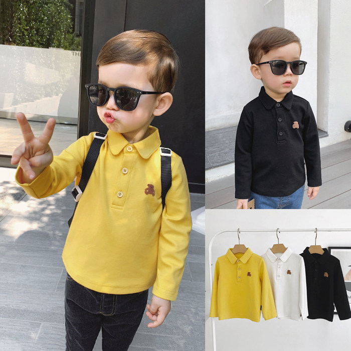 Chen Chen Ma children's clothing children's spring handsome baby bear POLO shirt wild boy lapel base long-sleeved T-shirt