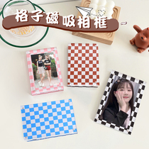 South Korea Ins acrylic chessboard lattice flak standing for photo frame 3 inch photo chasing starry love bean small card to show the pendulum bench delicacy