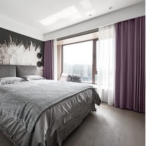 New light luxury high precision full blackout curtain Nordic living room bedroom peacock blue gray simple modern adhesive hook