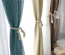 Modern Minimalist Pure Color Curtain Window Yarn Fabric Custom Finished Vegan Color Yarn Curtain Living-room Bedroom Bookhouse Partition Sand