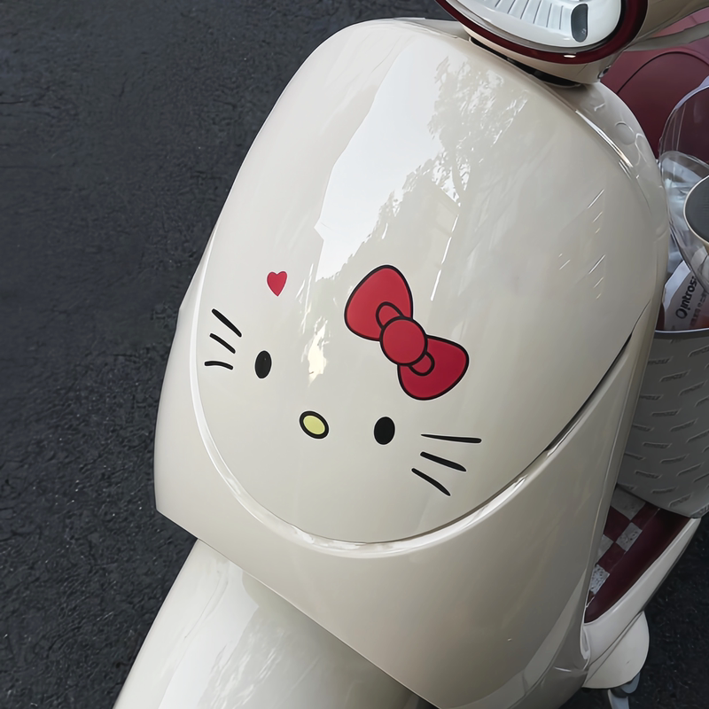 Cute Kt Cat Electric Vehicle Decorative Stickers, Small Accessories, New Motorcycle Products, Scratch Cover Helmet Stickers for Girls