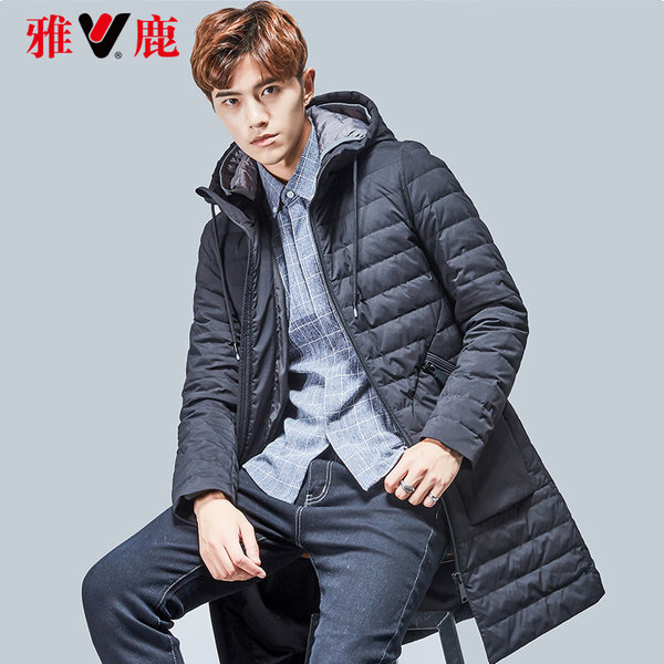 雅鹿 中长款 男式连帽羽绒服 聚划算+天猫优惠券折后￥349包邮（￥449-100）
