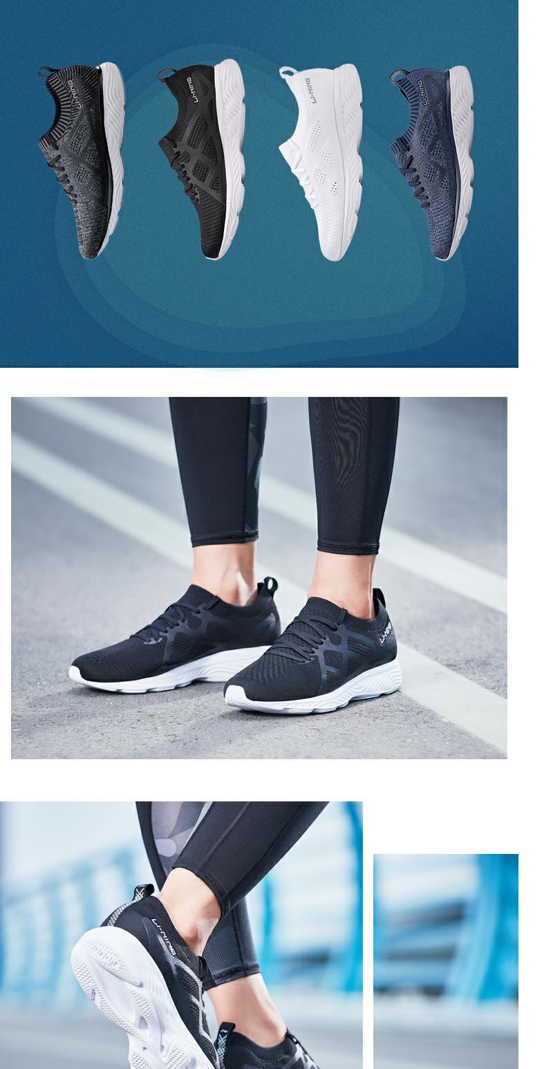 Li Ning giày chạy bộ giày nam nửa cọ không khí vòng cung nam một mảnh dệt vớ giày chạy giày thể thao ARHN - Giày chạy bộ giày the thao nam chính hãng