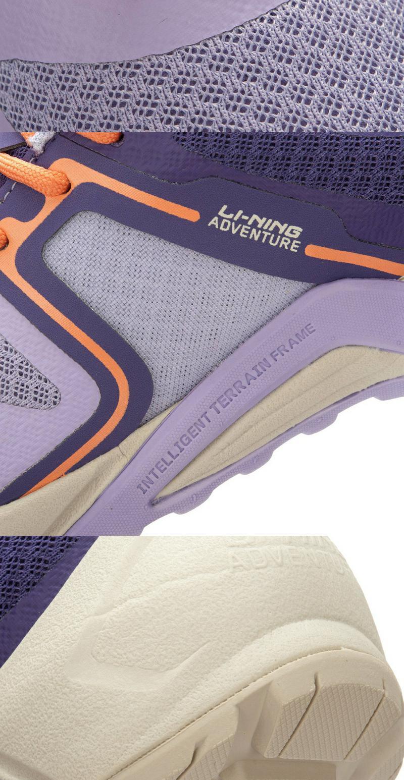 Dây đeo thoải mái của phụ nữ Li Ning Giày chạy bộ xuyên quốc gia Mùa xuân và mùa thu Màu tương phản Dòng ngoài trời AEEK008-1 - Khởi động ngoài trời giày bảo hộ siêu nhẹ