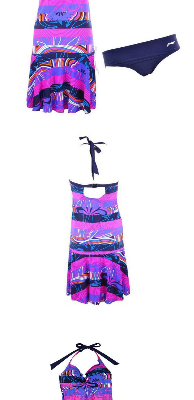 Cô Li Ning áo tắm nữ chia hai mảnh áo tắm mùa hè áo tắm nữ thể thao đồ bơi QC 	áo tắm 2 mảnh yếm	