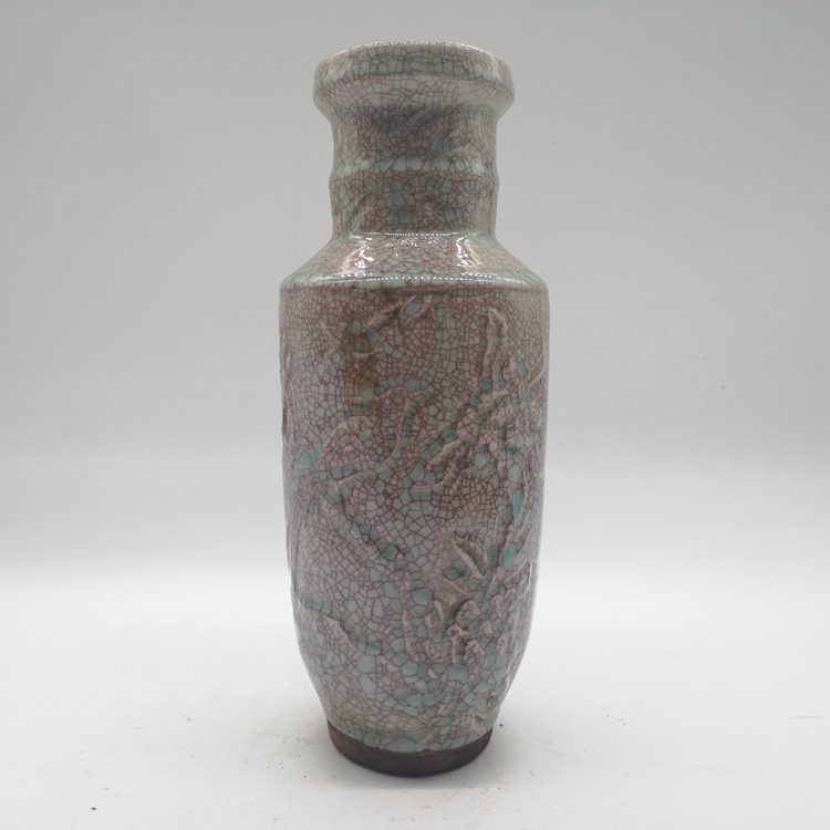Song official kiln open piece glaze gold wire iron wire carving happy eyebrow picture vase imitation museum cultural relics home decoration