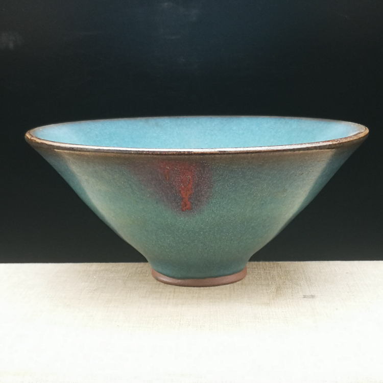 Song Jun Kiln fine kiln becomes a little red hat bowl Antique porcelain Old goods Old goods collectibles old objects porcelain ornaments
