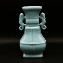 Song Ru kiln double dragon ear vase antique antique genuine old goods second-hand antique porcelain ancient home decoration ornaments