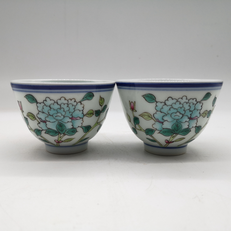 Imitation Qing Guangxu hand-painted pastel peony wealth single cup Kung Fu tea cup boutique master cup tea cup gift cup
