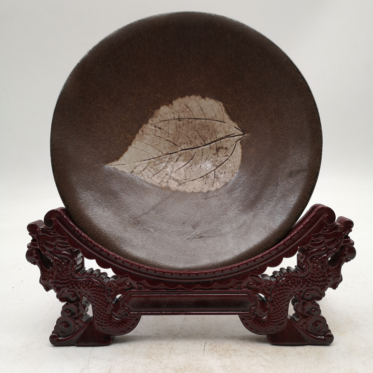 North Song Jizhou kiln black glazed dragon leaf bowl Dough bowl Antique retro porcelain antique antique antique