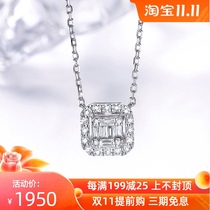 Xi Diamond Ladder Square Diamond Necklace Female Diamond 18K Gold Diamond Necklace choker Square Pendant