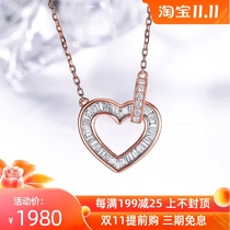 Xi Diamond Ladder Square Diamond Necklace Female Diamond 18K Gold Diamond Necklace choker Love Pendant