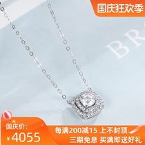 Xi Diamond White 18K gold necklace diamond pendant womens chain jewelry accessories group inlaid brick brick neck chain New