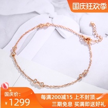 Xi Diamond 18K rose gold light luxury bow diamond bracelet fashion small fresh hand jewelry jewelry accessories