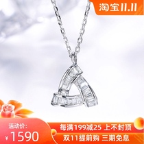 Xi Diamond Ladder Square Diamond Necklace Female Diamond 18K Gold Diamond Necklace choker Triangle Pendant