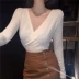 Áo len nữ phiên bản mới của Hàn Quốc mùa thu màu rắn cổ chữ V mỏng retro sang trọng mẫu áo len đẹp Áo len cổ chữ V