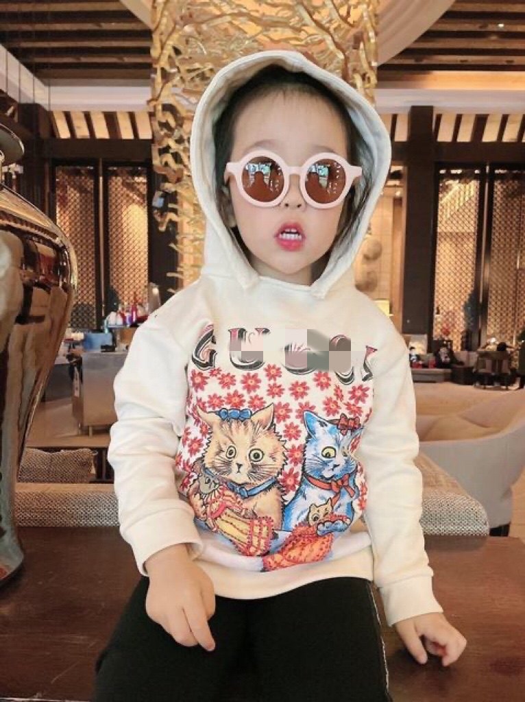 Spot G Home new boy girl's thick T-shirt with cap autumn winter child clothes girl boy with hat clothes child blouse