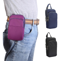 Two mobile phone hanging pockets wearing leather strap male and female zipped double layer multifunction summer outdoor portable nylon waterproof