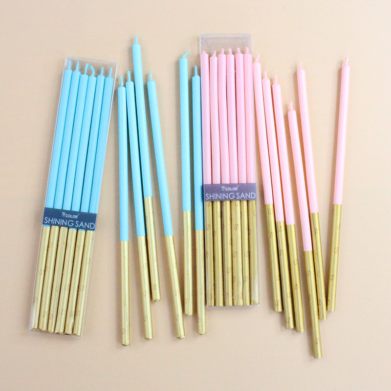 Birthday Cake Decoration Little Fresh Blue Pink Slim Pencil Candle Creative Romantic Wedding Party Arrangement
