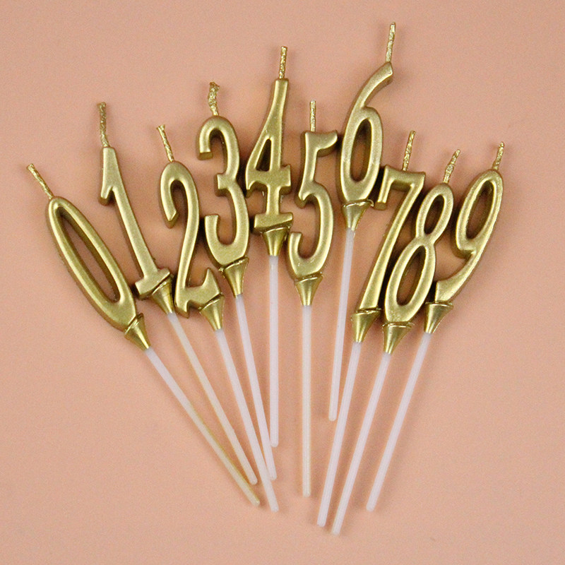 Net Red Earth Luxury Gold Mini Digital Candle Atmosphere Cake Decoration Trumpet Digital Candle Birthday Party Supplies