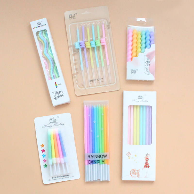 Birthday Cake Candle Several slender threaded long rod baking birthday party Makaron colored wedding decoration