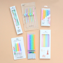 Birthday Cake Candles Multiple Slim Thread Long Pole Baking Birthday Party Macaron Colorful Wedding Decorations