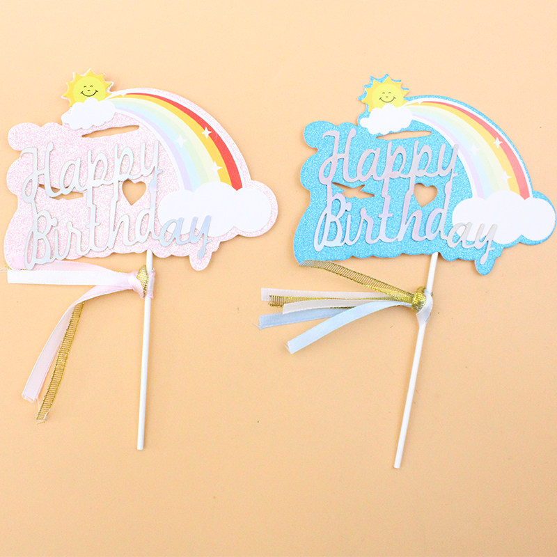 Bright Silver Rainbow Alphabet Inserts plug-in Birthday Cake Decoration Baking Decoration Inserts Scene Dress Code