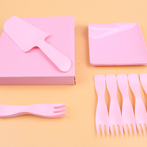 New Pint Square Drop Tray Suit Three-in-one Knife Fork Tray Combined Birthday Cake Cutlery Suit Plastic Cutlery