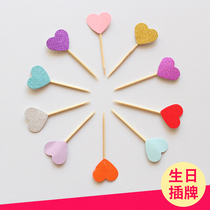 100 pieces of love cake plug-in card batch love cake plug-in heart-shaped Valentines Day birthday cake decoration