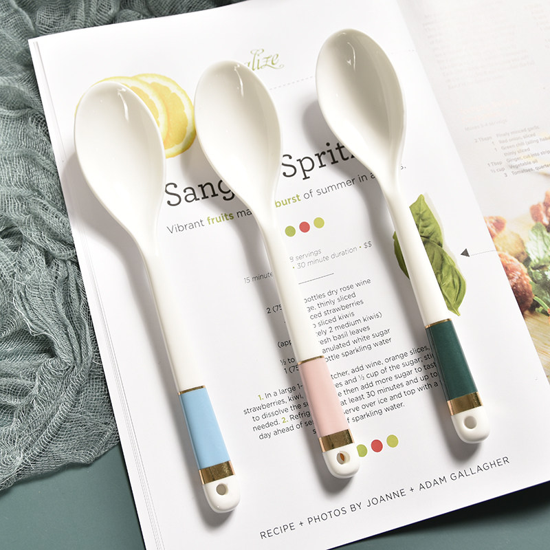 Ceramic Spoon Long Handle Creative Net Red ins Shake Tone Rice Spoon Spoon Spoon Spoon Couple Luxury