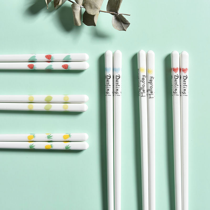 Ceramic Chopsticks 6 Double High Face Value Strawberry Home Cutlery Bone Porcelain Lovers Little Fresh Shake Soundnet Red Cute Ins