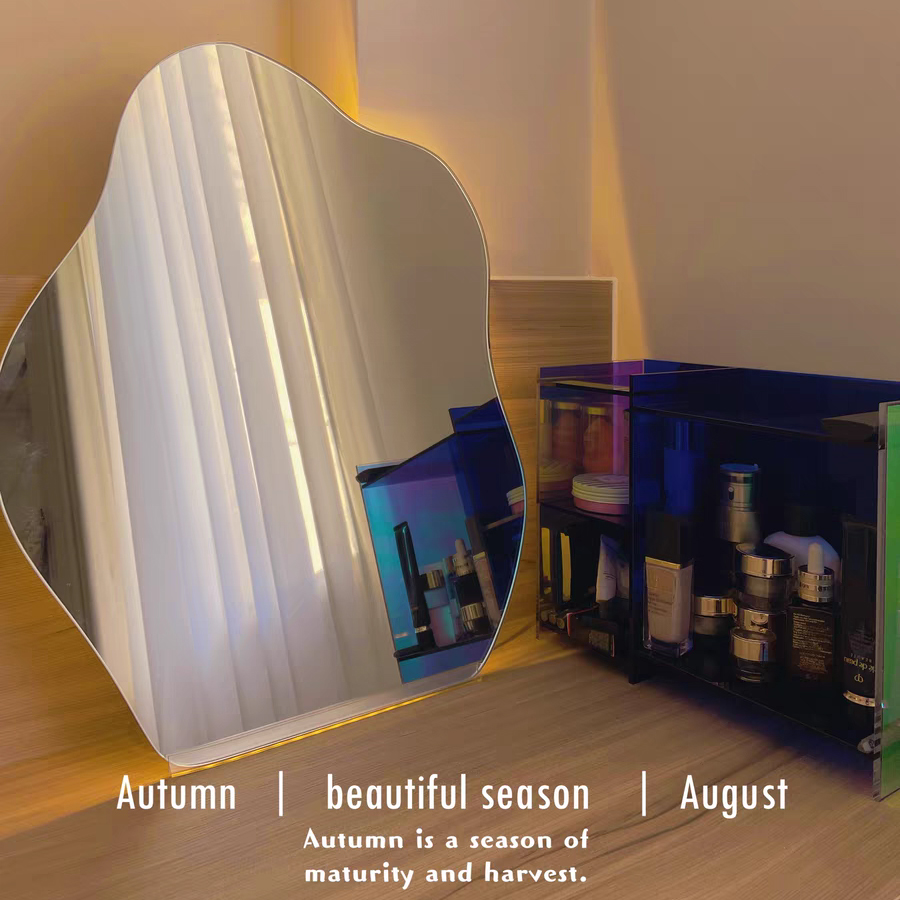 Light Extravagant Ins Mirror Profiled Bedroom Cosmetic Mirror Brief desktop Cosmetic Mirror Tabletop Marble Decorative mirror HD