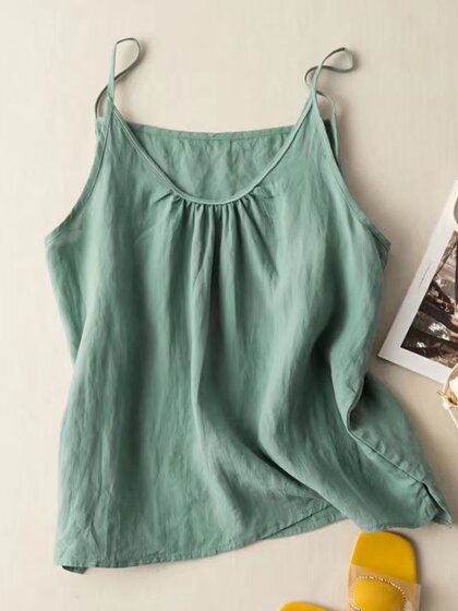 夏季纯棉吊带背心女装棉麻纯色打底外穿文艺复古薄款宽松内搭上衣