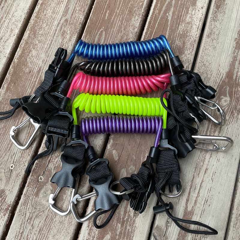 Diving Weightlessness Rope Underwater Tonic Light Spring Rope Torch Double Hook Safety Rope Waterproof Camera Shell Anti-Loss Rope