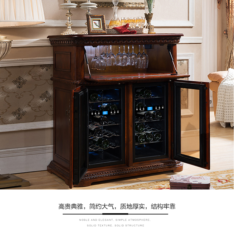 tủ rượu nhôm kính Tủ rượu gỗ rắn nhà tủ rượu Mỹ tủ lạnh xì gà tủ kính thủy tinh điện tử nhiệt độ không đổi tủ rượu - Tủ rượu vang tủ rượu mini giá rẻ